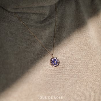 Колие за ключица: 925 сребро с позлата 18K, лазурит, фаза на луната, луна и звезда в констелация, ретро стил