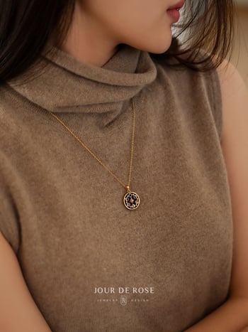 Колие за ключица: 925 сребро с позлата 18K, лазурит, фаза на луната, луна и звезда в констелация, ретро стил