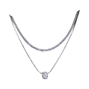 Medálos nyaklánc kettős rétegű, titánacél, cirkon, mikro-inlay, 2024 tavasz