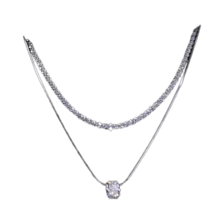 Medálos nyaklánc kettős rétegű, titánacél, cirkon, mikro-inlay, 2024 tavasz