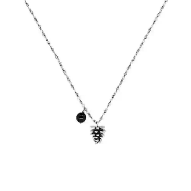 Ogrlica Pinecone privjeskom od mesinga, antik završetak, geometrijski oblik, valoviti lanac