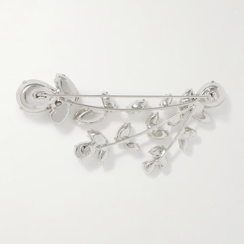 Брошка – кристални камъни, цветеобразна форма, електроплакирана повърхност, декоративна и регулируема