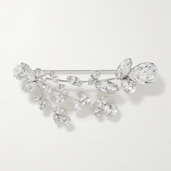 Брошка – кристални камъни, цветеобразна форма, електроплакирана повърхност, декоративна и регулируема