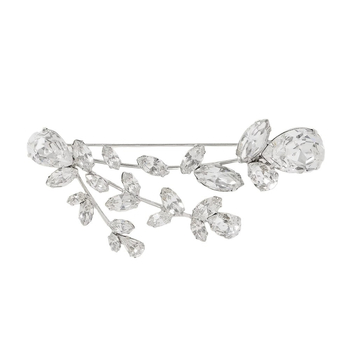 Брошка – кристални камъни, цветеобразна форма, електроплакирана повърхност, декоративна и регулируема