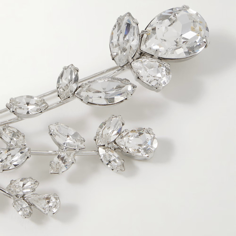 Брошка – кристални камъни, цветеобразна форма, електроплакирана повърхност, декоративна и регулируема