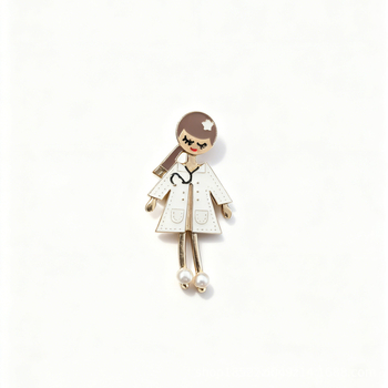 Κράμα καρφίτσα με χαρακτήρες γιατρού και νοσηλεύτρια – φινίρισμα με στάγδην λαδιού, unisex κομψό αξεσουάρ, αναμνηστικό κόσμημα