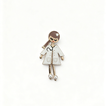 Κράμα καρφίτσα με χαρακτήρες γιατρού και νοσηλεύτρια – φινίρισμα με στάγδην λαδιού, unisex κομψό αξεσουάρ, αναμνηστικό κόσμημα