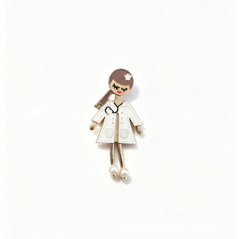 Κράμα καρφίτσα με χαρακτήρες γιατρού και νοσηλεύτρια – φινίρισμα με στάγδην λαδιού, unisex κομψό αξεσουάρ, αναμνηστικό κόσμημα