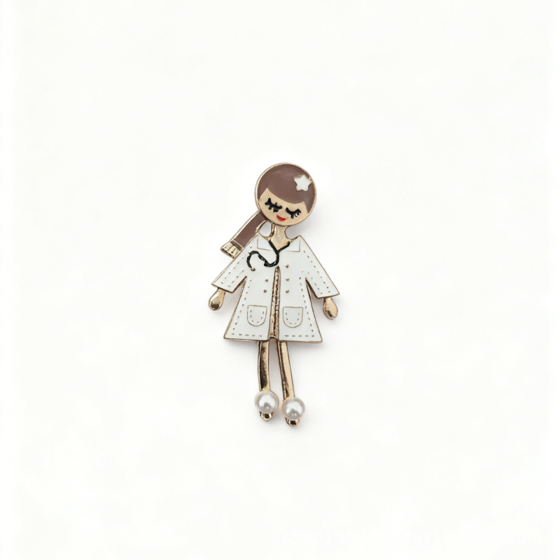 Κράμα καρφίτσα με χαρακτήρες γιατρού και νοσηλεύτρια – φινίρισμα με στάγδην λαδιού, unisex κομψό αξεσουάρ, αναμνηστικό κόσμημα