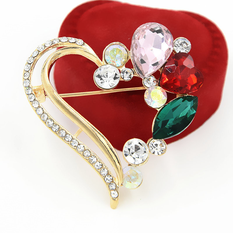 Брошка със сърцевидна форма от сплав, унисекс стил, електроплатиране — Zhenyao jewelry