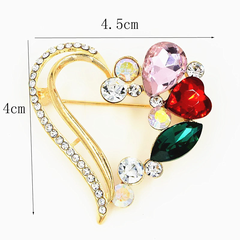 Брошка със сърцевидна форма от сплав, унисекс стил, електроплатиране — Zhenyao jewelry