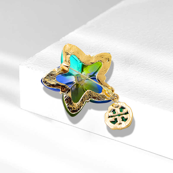 Брошка за шал – сплав, петолъчкова звезда, кристална обработка, украса и подарък