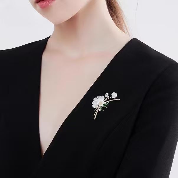 Брошка за костюм, флорална композиция с цветя и листа, сплав, стил корейски, електроплатинация