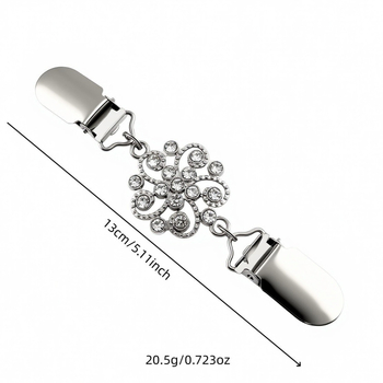 Strasszos kendőkapocs – geometriás ötvözet, japán/koreai stílus, elektroplating, fehérarany betéttel