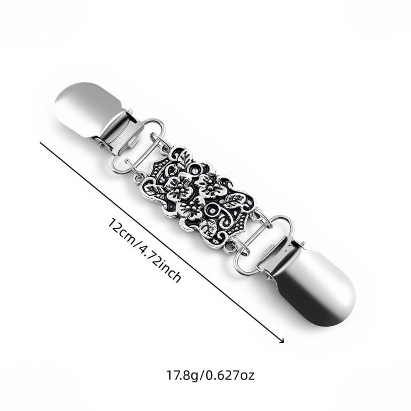 Strasszos kendőkapocs – geometriás ötvözet, japán/koreai stílus, elektroplating, fehérarany betéttel