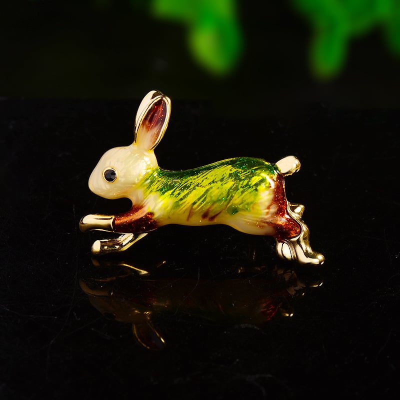 Брошка с фигура на зайче — сплав, животински стил, електроплакиране, украса, подарък