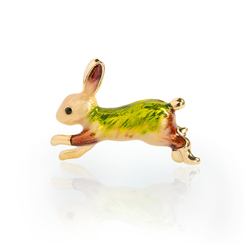 Брошка с фигура на зайче — сплав, животински стил, електроплакиране, украса, подарък