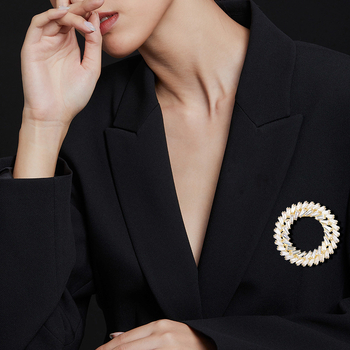 Брошка с геометричен дизайн, медна, електроплатирано покритие, нишов стил, персонална мода, Зима 2023