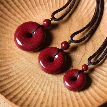 Унисекс медальон от cinnabar, геометричен стил, полиран завършек, нов китайски стил, пролет 2023