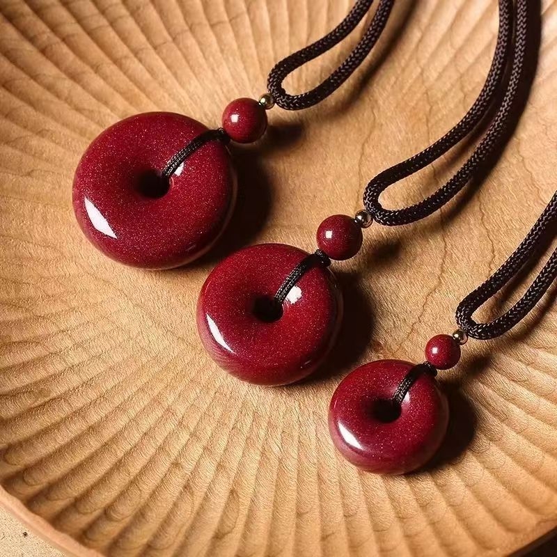 Унисекс медальон от cinnabar, геометричен стил, полиран завършек, нов китайски стил, пролет 2023