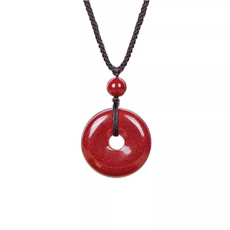 Унисекс медальон от cinnabar, геометричен стил, полиран завършек, нов китайски стил, пролет 2023