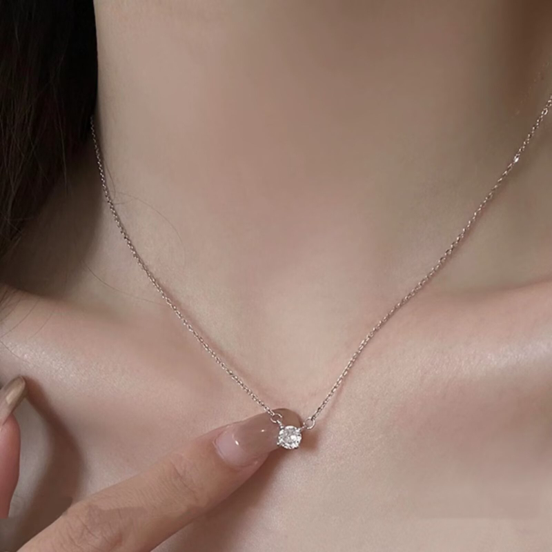Ogrlica od srebra 925 s geometrijskim privjeskom i lancem tipa O-lanac, elektroplatiranje završna obrada, minimalistički elegantan stil