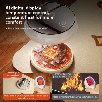 Десктоп нагряваща подложка с интелигентен цифров дисплей, водоустойчива, регулируема температура, 220V захранване през щепсел, 85W