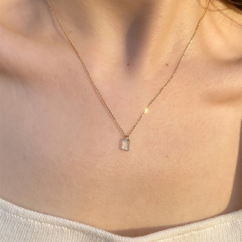 Geometrický náhrdelník zo zirónu zo striebra 925 s pozlátením 18K, minimalistický dizajn, reťaz na kľúčnu kosť