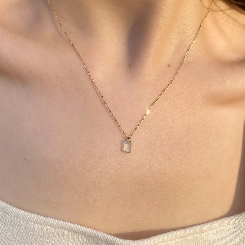Geometrický náhrdelník zo zirónu zo striebra 925 s pozlátením 18K, minimalistický dizajn, reťaz na kľúčnu kosť