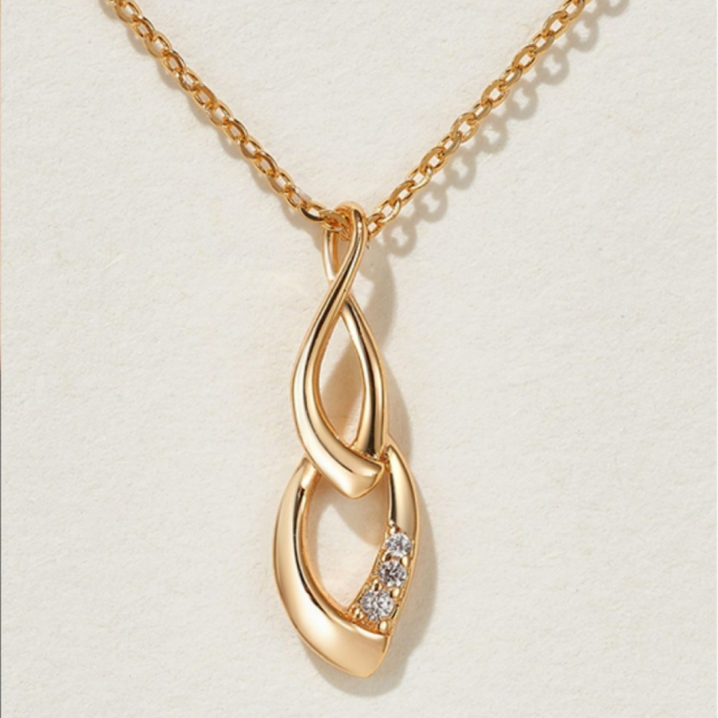 Ogrlica u obliku figure-eight od srebra 925, s premazom 18K, privjesak, lagan luksuz
