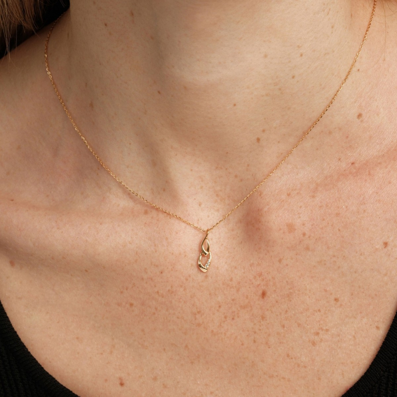 Ogrlica u obliku figure-eight od srebra 925, s premazom 18K, privjesak, lagan luksuz