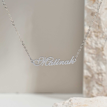 Névnyaklánc rozsdamentes acélból, eredeti dizájn, matt betű medál, homokfúvott felület, termékkód Yx1212