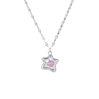 Ogrlica od srebra 925 s geometrijskim dizajnom i privjeskom u obliku morske zvijezde, lip chain dizajn, elektroplatirani završni sloj, težina oko 1,88 g, korejski stil