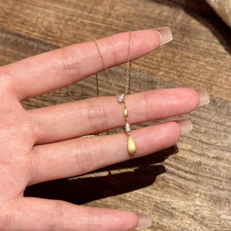 S925 ezüst nyaklánc, csepp alakú medállal, gyémántos díszítés, több rétegű lánc, 41–50 cm