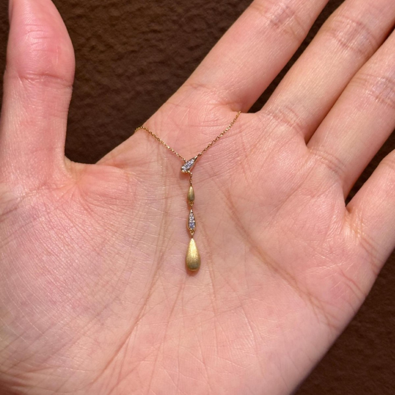 S925 ezüst nyaklánc, csepp alakú medállal, gyémántos díszítés, több rétegű lánc, 41–50 cm