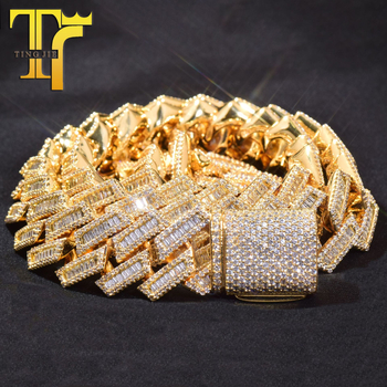 Réz nyaklánc cirkónium kövekkel, kubán lánccal, geometriai dizájn, hip-hop stílus, uniszex