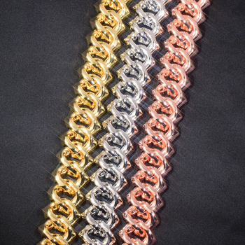 Réz nyaklánc cirkónium kövekkel, kubán lánccal, geometriai dizájn, hip-hop stílus, uniszex