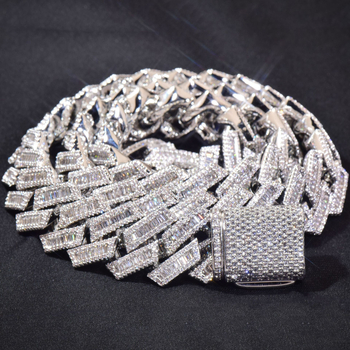 Réz nyaklánc cirkónium kövekkel, kubán lánccal, geometriai dizájn, hip-hop stílus, uniszex