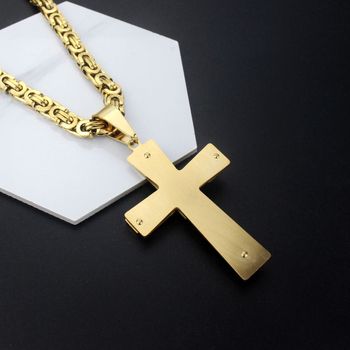 Titánacél keresztmedálos nyaklánc, geometrikus, eredeti dizájn