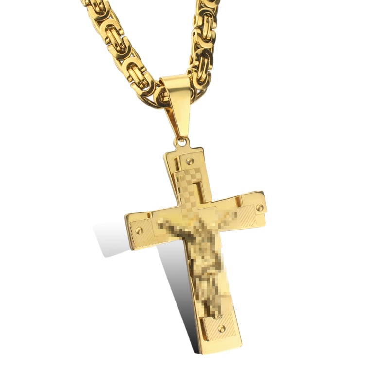 Titánacél keresztmedálos nyaklánc, geometrikus, eredeti dizájn