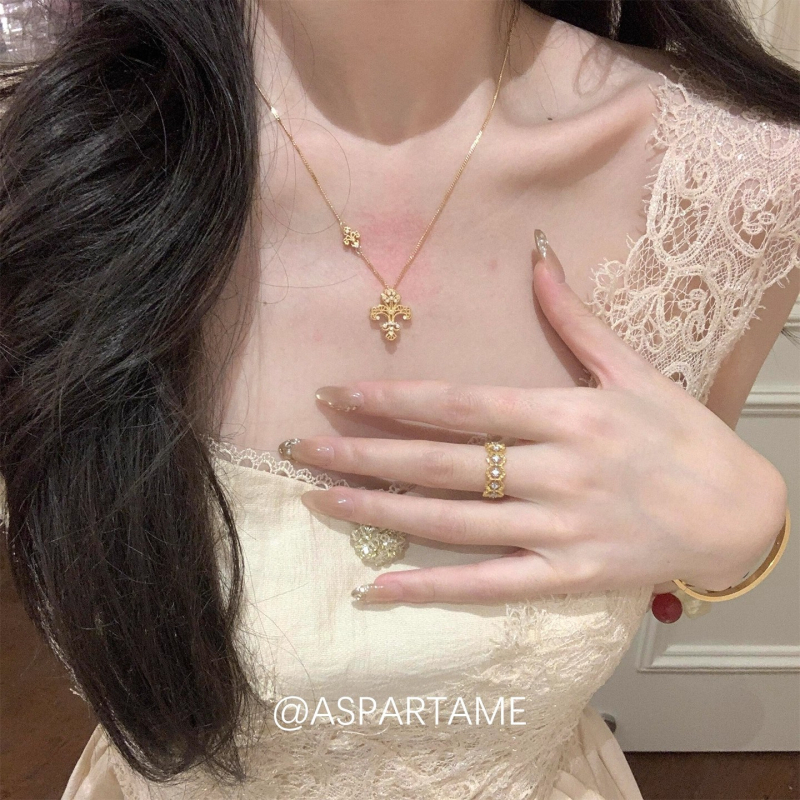 Iris nyaklánc: réz, oldalsó lánccal, elektroplatinálás, 2025 ősz kiadás, könnyed luxus stílus