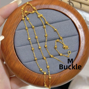 Geometriai formájú réz nyaklánc arannyal bevont medállal, kézzel készített gyöngyös lánccal, elektroplating felülettel