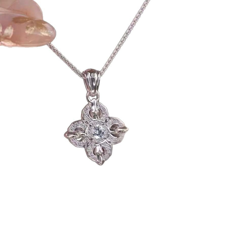 Réz nyaklánc cirkóniás rombusz medállal, Chopard lánccal, 4,9 g