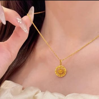 Bakreni ogrlica s elektropliranim slojem, geometrijski oblik dream catcher, lanac u stilu Chopard, Xiaoxiangfeng stil