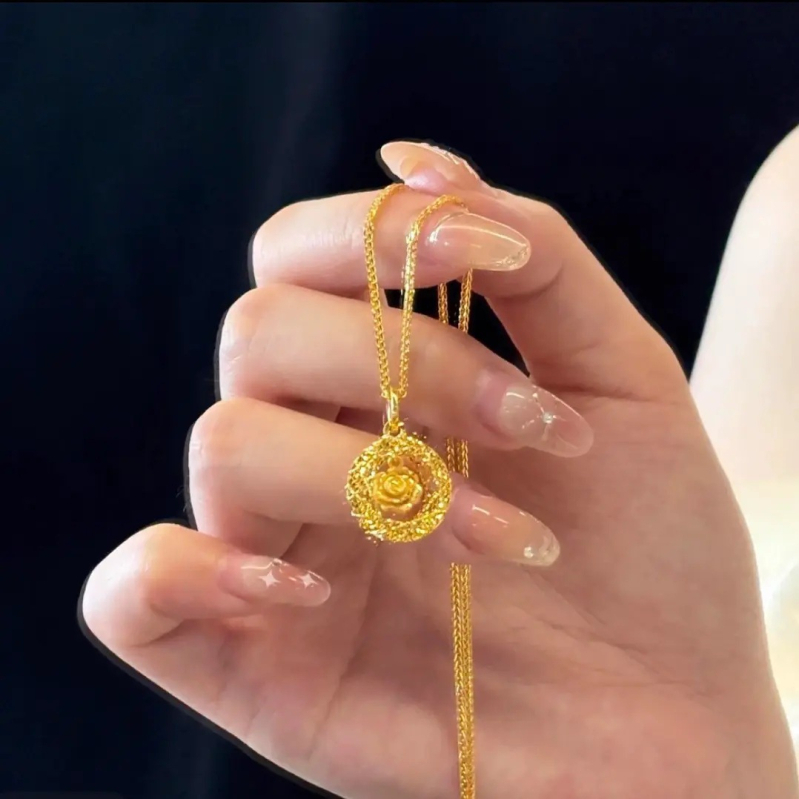 Bakreni ogrlica s elektropliranim slojem, geometrijski oblik dream catcher, lanac u stilu Chopard, Xiaoxiangfeng stil