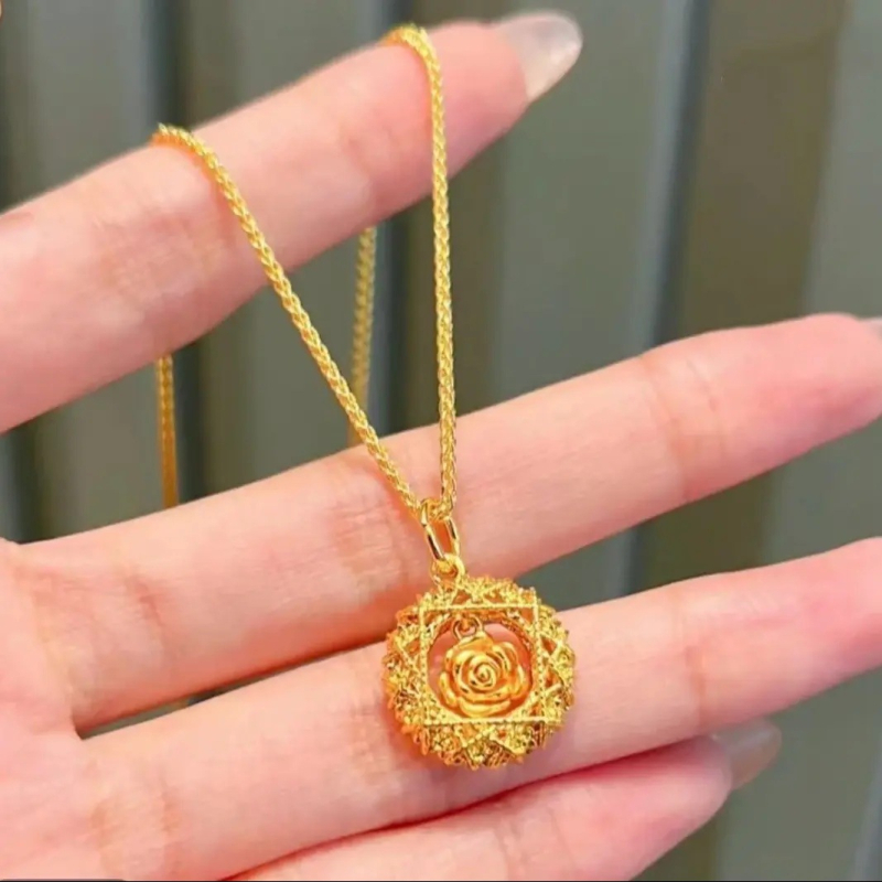 Bakreni ogrlica s elektropliranim slojem, geometrijski oblik dream catcher, lanac u stilu Chopard, Xiaoxiangfeng stil