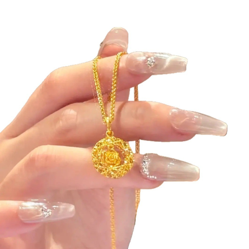 Bakreni ogrlica s elektropliranim slojem, geometrijski oblik dream catcher, lanac u stilu Chopard, Xiaoxiangfeng stil