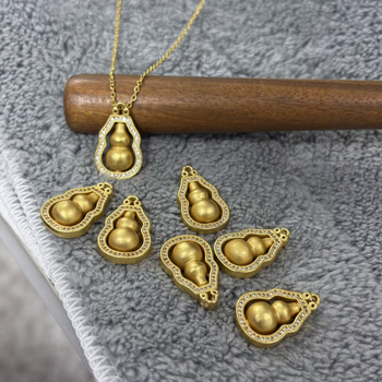 Réz nyaklánc sütőtök alakú medálával, elektroplatírozott bevonattal, kínai stílusú irodalmi retro design, téli 2024 kiadás