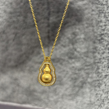 Réz nyaklánc sütőtök alakú medálával, elektroplatírozott bevonattal, kínai stílusú irodalmi retro design, téli 2024 kiadás