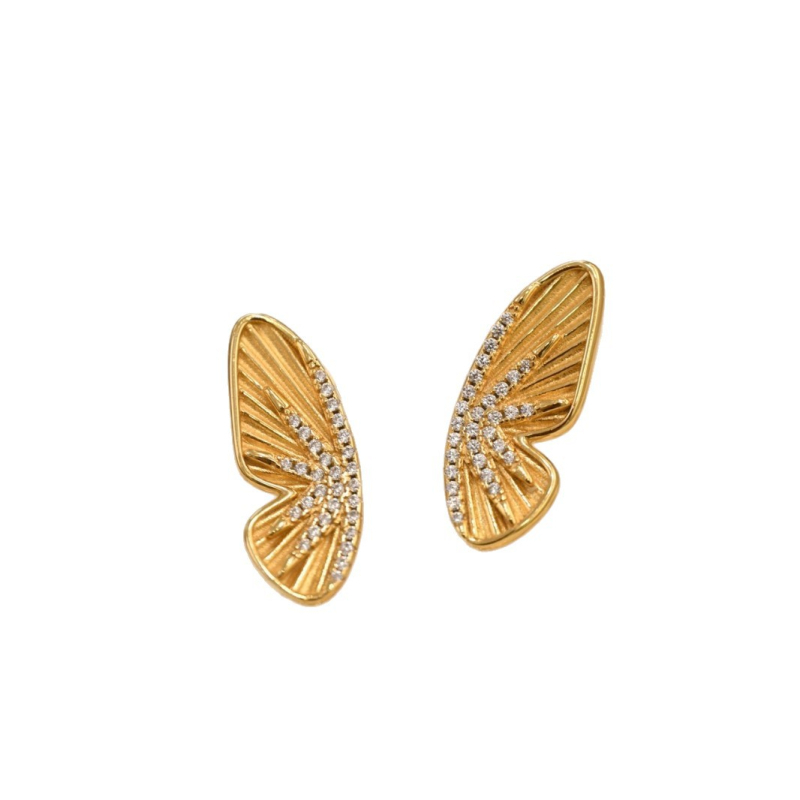 Női nyaklánc 925 ezüst medállal, réz alapra galvanizált felülettel, pillangó‑toll dizájn